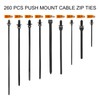 sourcing map 260Pcs Push Mount Cable Zip Tie 9 Size