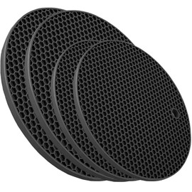 Tonbbow Large Silicone Trivets for Hot Dishes, Heat Resistant Pot Holders, Non Slip Hot Pads for Kitchen, Hot Pots and Pans, Countertops, Black, 7 Inch and 9 Inch, 4 Pack