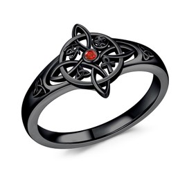 Suiknsn Witches Knot Ring for Women 925 Sterling Silver Black Celtic Nudo De Bruja Ring 7 Size Ankh Eye of Horus Wiccan Jewelry Birthday Graduation Gift for Frien