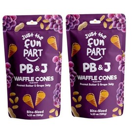 Just The Fun Part | Bite-Size Crispy Mini Waffle Cones | Filled With Premium Belgian Chocolate | Great For Snacks, Desserts, Grab & Go | Kosher | 4.23 Ounce (Pack of 2, Peanut Butter and Grape Jelly)