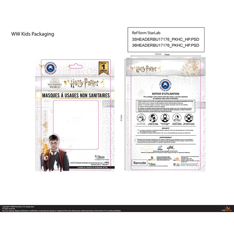 Cinereplicas Reusable Fabric Barrier Mask - Hufflepuff - Adult -