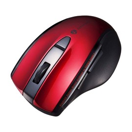 Sanwa Supply MA-BTBL167R Bluetooth Mouse, Silent, Blue LED, 5 Buttons (Back/Forward Buttons), Medium, Red