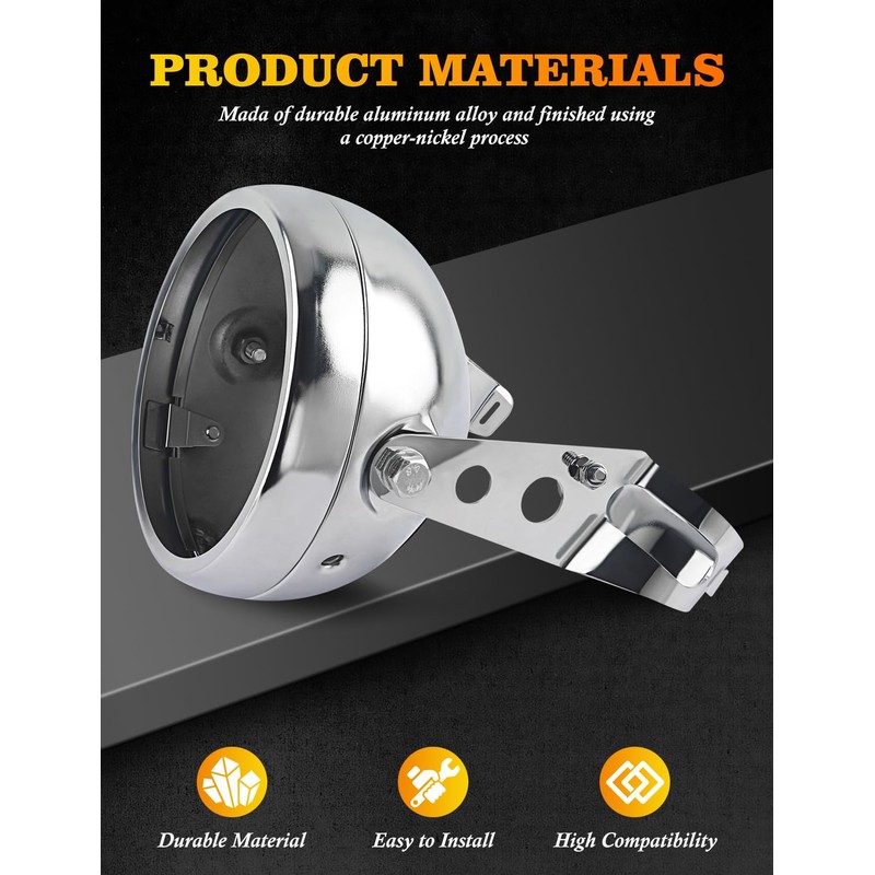 GLOBLED 5.75 Inch Motorcycle Headlight Mounting Bracket For 5-3/4 Motorcycle