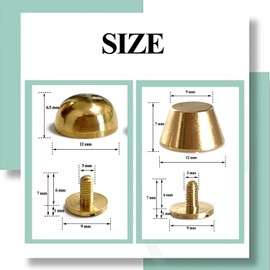 Honigo 8 Pack Gold Rivets Stud Handbag Purse Feet 1/2 inch 4 Pack Flat Head 4 Pack Round Metal Solid Brass Studs Screw Back Feet 12mm Buckle Spikes Leathercraft for Leather Bag Totes DIY Craft