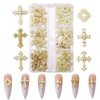 60 Pieces Cross Nail Charms for Nail Art, 3D Metal