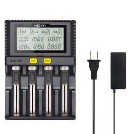 MiBOXER Fastest 18650 Battery Charger,3A/Bay Quick Charging Chargeable AA AAA D 26650 18490 18350 18500 RCR123 Li-ion/IMR/INR/ICR/Ni-MH/Ni-Cd,LCD Display,Smart Temperature Control