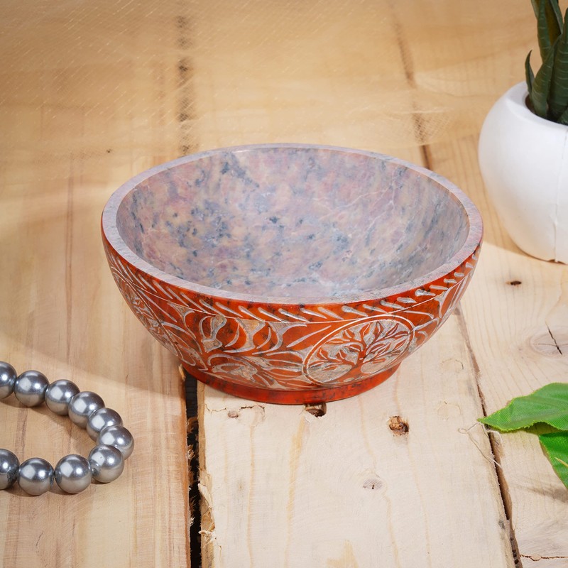 Ajuny Soapstone Smudge Bowl 5 Inch Tree of Life Scrying
