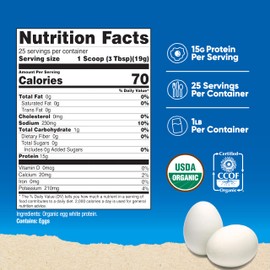 Nutricost Organic Egg White Protein Powder (1LB) 25 Servings Per Container - GMO-Free, Gluten-Free