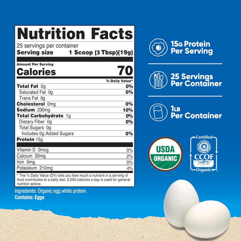 Nutricost Organic Egg White Protein Powder (1LB) 25 Servings Per