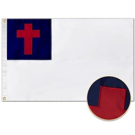 Christian Flag 3x5,Embroided Christian Flag Double Sided,,Outdoor Christian Flag,Nylon Christian Flag Made In Usa,Heavy Duty Christian Flag For Outside,All Weather Christian Flag Vivid Color And Uv Fade Resistant