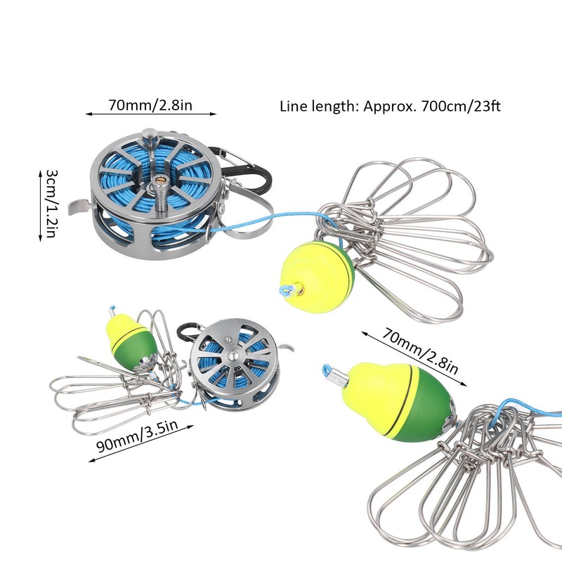 Stretch Fish Lock Raft with Reel Boat Fishing Stainless Steel