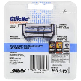 Gillette Gillette Skinguard Sensitive Razor Blades For Men, Refills With Precision Trimmer, 8 Count, Pack Of 1
