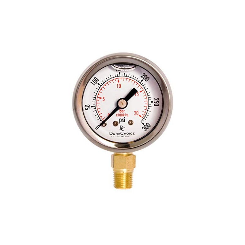 1-1/2" Oil Filled Pressure Gauge - Stainless Steel Case, Brass,
