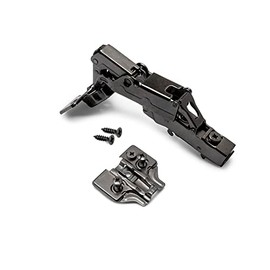 Emuca - Concealed Hinge, Diameter 35 mm, Overlay, Soft Close, Opening 165º, with Mounting Plate Euro, Titanium, Steel, Pack of 2