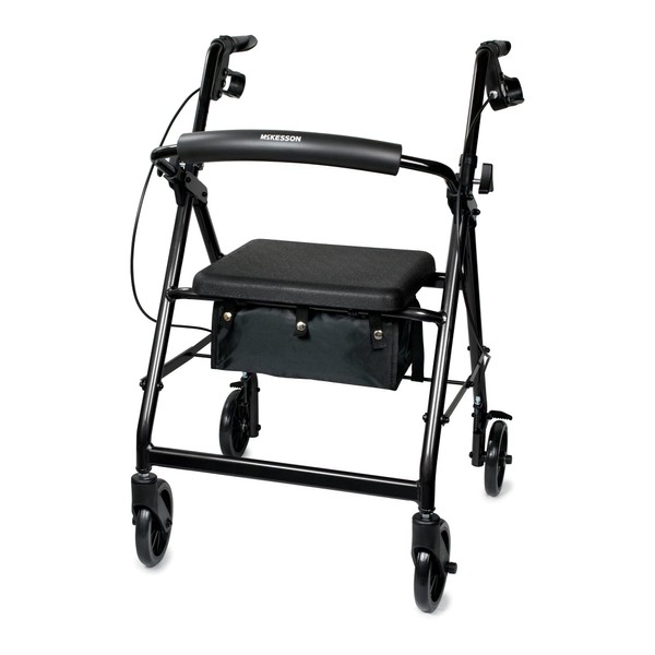 McKesson Rollator Walker with Seat and Wheels, Lightweight, Aluminum, 300