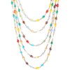 COOLSTEELANDBEYOND Colorful Oval Beads Statement Necklace Multi-Strand Long Chains with