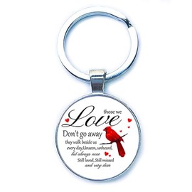 Generic Cardinal Keychain Bereavement Sympathy Gift - Remembrance Grief Red Cardinal Key Ring Jewelry, Large, Silver
