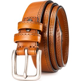 WOLFANT Thicken Heavy Duty Leather Gun Belt for Men,100% Italian Real Solid Full Grain Leather