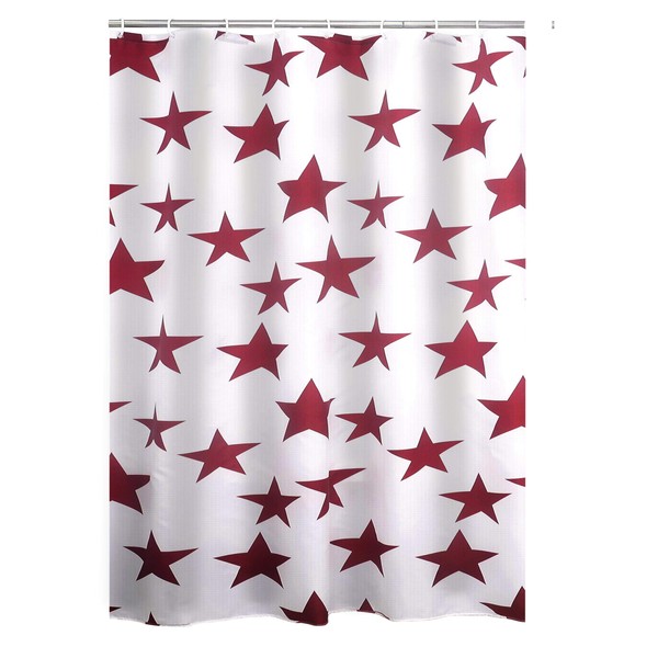 RIDDER Shower Curtain Textile Star without Rings Red 180 x 200 cm