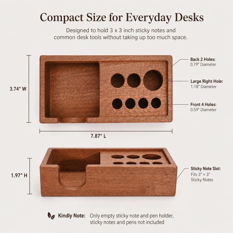 RiLiKar Wood Pencil Holder Pen Display Stand 3x3 Inch Sticky