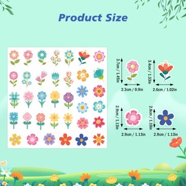 Wonmon 720PCS Spring Flowers Stickers for Kids, Assorted Spring Floral Stickers Flowers Stickers for Crafts, Springtime Flowers Stickers for Spring Easter Party Favor Supplies Decorations