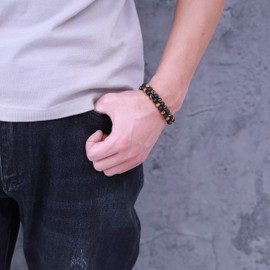 COAI Geschenkideen Unisex Glücksarmband aus Matt Onyx und Tigerauge Handgeknüpft Doppelschicht Armband