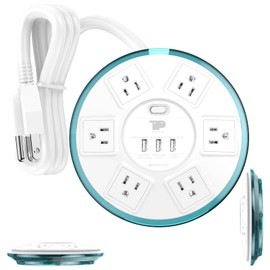 Surge Protector Power Strip,Smart Design Extension Cord,4 Feet Flat Extension with 6 Outlet+3 USB Quick Charging Power Strips with Surge Protector EMI-/RFI-Filter for Home Office,UL Listed