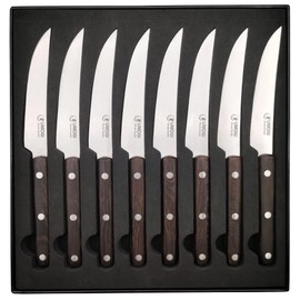 UMOGI Premium Steak Knives Set of 8 in Gift Box - Full Tang Wenge Wood Handle - HC German Stainless Steel, Straight Edge Non Serrated 4.5''Dinner Knife, Kitchen Tableware Knives Cutlery Set