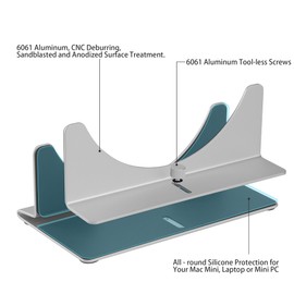 Psitek Mac Mini Stand Aluminium Vertical Holder Desk Mount Compatible with Laptop and Mini PC, Adjustable Slot Width (10-52 mm) 2024 Version