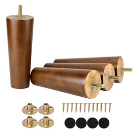 6 Inch Wood Furniture Legs Replacement Cabinet Couch Chair Sofa Legs Set of 4 Walnut Finished Mid Century