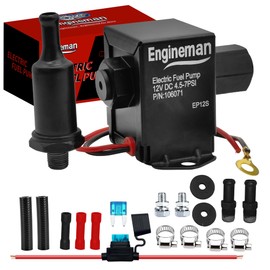 ENGINEMAN Universal Electric Fuel Pump Kit 12V 4.5-7psi Gas Diesel In-Line In-Tank Electric Fuel Pump With Installation Kit Gasoline or Diesel Engine EP12S