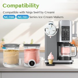 Ninja Swirl Creami Pints and Lids - 2 Pack, Compatible with Ninja Swirl by Creami NC700 Series Ice Cream and Soft Serve Maker, 16oz Creami Pint Containers Replacement for NC701 NC701Q CN701CO
