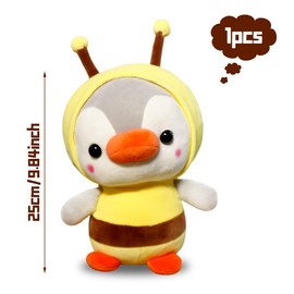 LGWJHCY 25 cm Penguin Soft Toy Plush Toy, Bee Outfit Cute Costume Plush Toy, Soft Penguin Bee Plush Cushion Cute for Family and Friends Birthday Gift