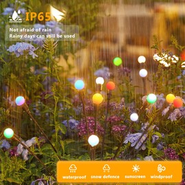 JHPGEOE 4 Pack Solar Garden Lights - New Upgraded 10 LED Firefly Garden Lights Solar Outdoor,Solar Swaying Lights,Pathway,and Yard Decorations（4 Pack Colored Firefly Lamp）