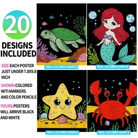 Super Pack of 20 Sea Coloring Posters - Great for Family Time, Arts and Crafts, Travel, Quiet Time, Sharing, Parties