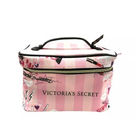 Victoria's Secret Train Makeup Cosmetic Duo Case Pink Stripe Graffiti NWT
