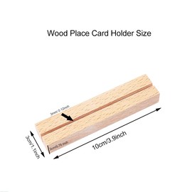 6 PCS Wood Place Card Holders Wooden Table Number Holder Name Place Holder Stands Events Party Tabletop Sign Holder Postcard Holder Picture Display Stands for Party Decoration (Wood Color)