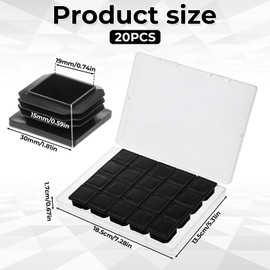 20 Stück Lamellenstopfen für Vierkantrohre 30mm x 30mm Kunststoff Rohrstopfen Fußkappen Quadratisch Stuhlbeine Endkappen für Stühle Tische Regale Sofas Metallprodukte (Schwarz)