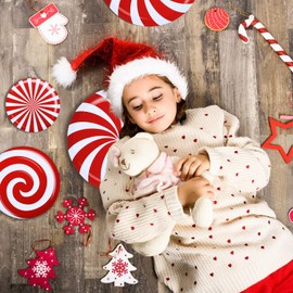33 Pieces Peppermint Floor Decals Stickers Christmas Wall Window Decals Stickers for Xmas Decoration Candy Theme Party Supplies (Style 2)