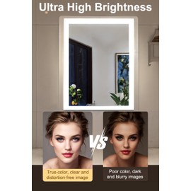 Anti-Fog LED Bathroom Mirror 24"x32", Bathroom Mirror with Lights, Smart Touch Dimming, High Brightness & Accurate Color Temperature – Ideal for Makeup, Commercial Spaces, and Home Renovation