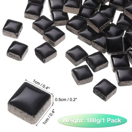 sourcing map 100g Square Mosaic Tiles, Colorful Ceramic Mosaic Tiles for Crafts Bulk Mosaic Supplies for Home Decoration Art Crafts DIY Projects, 0.4 x 0.4Inch, Black