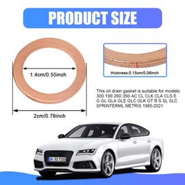 Lyxheth 10PCS Oil Drain Plug Gasket, Oil Drain Plug Washer, 14mm Copper Crush Washer Oil Sealing Gaskets, Oil Drain Plug Washer Gaskets Car Accessories Compatible with OEM Part 007603-014106 (10PCS)