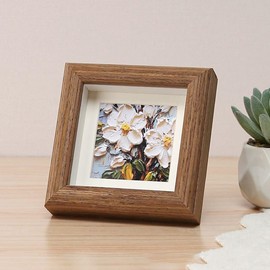 4x4 Shadow Box Picture Frame Real Glass Small Photo Frames Hang Memories Box Sports Memorabilia for Pin Awards Medals Wedding Tickets Photos (Walnut color)