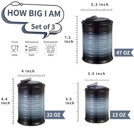 Nihow Ceramic Food Storage Jar Sets: Container with Air Tight Ceramic Lid for Flour/Sugar/Rice/Coffee/Cookies/Candy - Seal Damp-proof Canister for The Kitchen - Set of 3 （Gray）