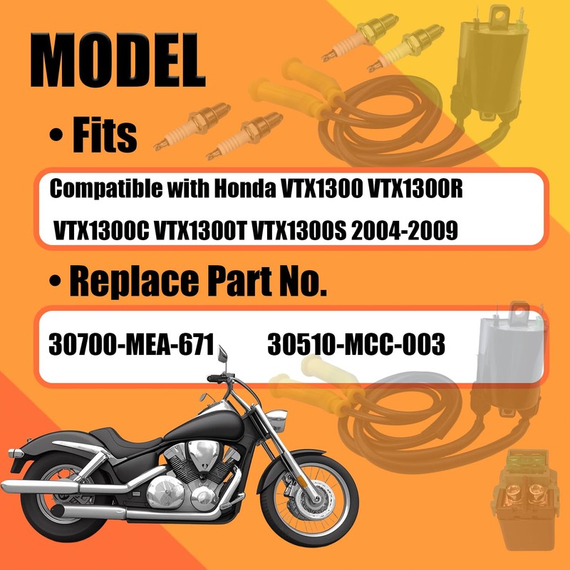 Ignition Coil for Honda VTX1300 VTX1300R VTX1300C VTX1300T VTX1300S 2004-2009