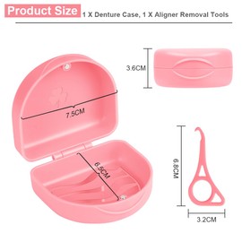 OFFCUP Braces Box with Aligner Removal Tool Clip Box Portable Dento Box Denture Box Braces Box Rail Box Tooth Rail Box Pink