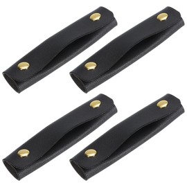 sourcing map 4Pcs Handbag Handle Wrap Covers, PU Leather Luggage Grip Protector for Suitcases, Shopping Bag (13x10cm, Black)