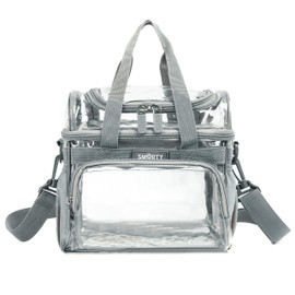 J.CARP Clear Lunch Tote Heavy Duty Stadium Bag Approved Durable Crossbody for Sports Events Concerts Work College (Medium 12 x 6 x 12in, Grey)
