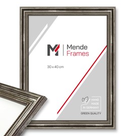 Mende Frames Picture Frame Antique 21 x 30 cm DIN A4 I Colour: Silver I Wooden Picture Frame I Photo Frame I Silver Baroque Picture Frame I Made in Germany I V450