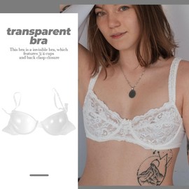 FENICAL Invisible Transparent Ultra-fine Strap Plastic Bra Disposable Underwear Bra for Ladies Women Girls (34) | FENICAL